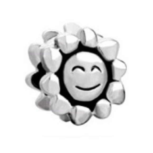 FREE S/H Pugster Sun Bracelet Charm Silver Plate Happy Fun Day - Fits Pandora - Picture 2 of 2